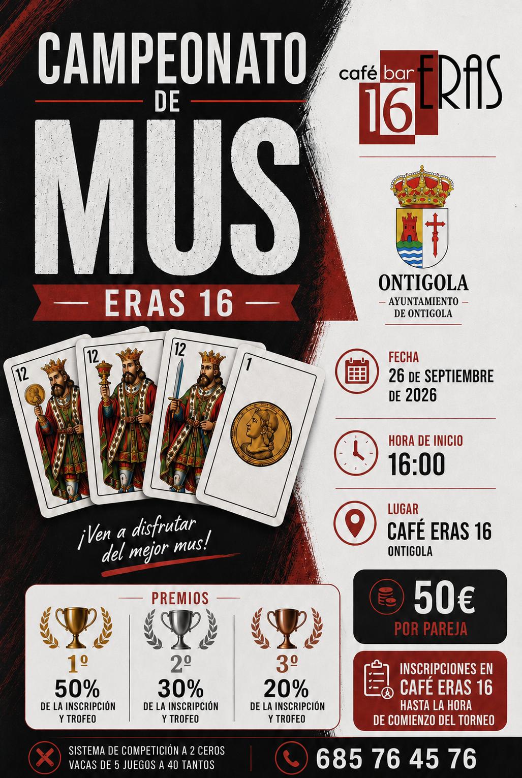 Cartel Campeonato de Mus Café Bar Eras 16